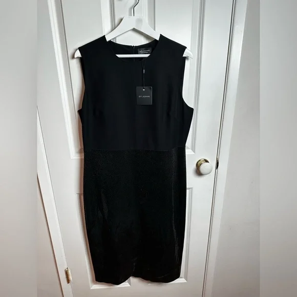 St. John Classic Black Midi Dress-NWT - Picture 1 of 8